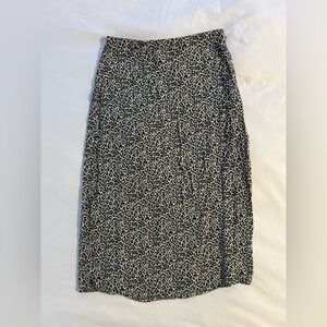 American Eagle Outfitters Black and Cream Leopard A-Line Skirt